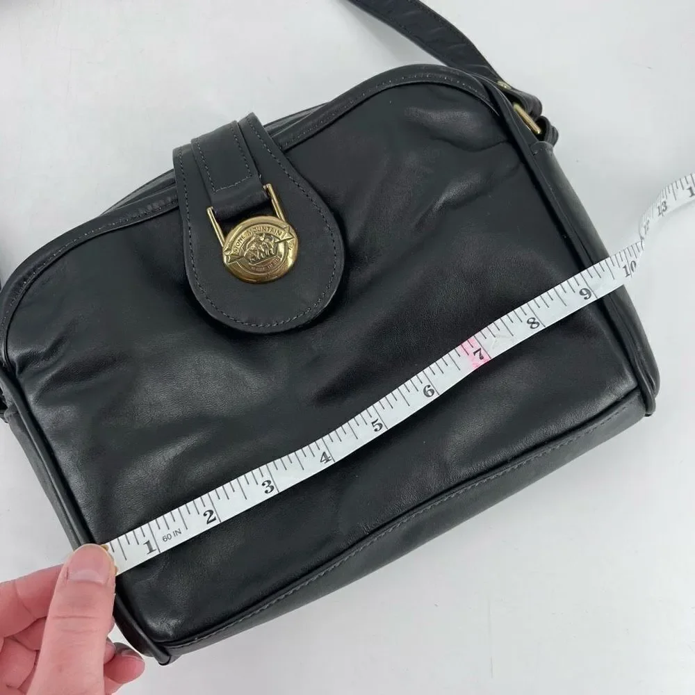Stone Mountain‎ Women's Sling Bag Shoulder Leather Vintage brass Hardware Black